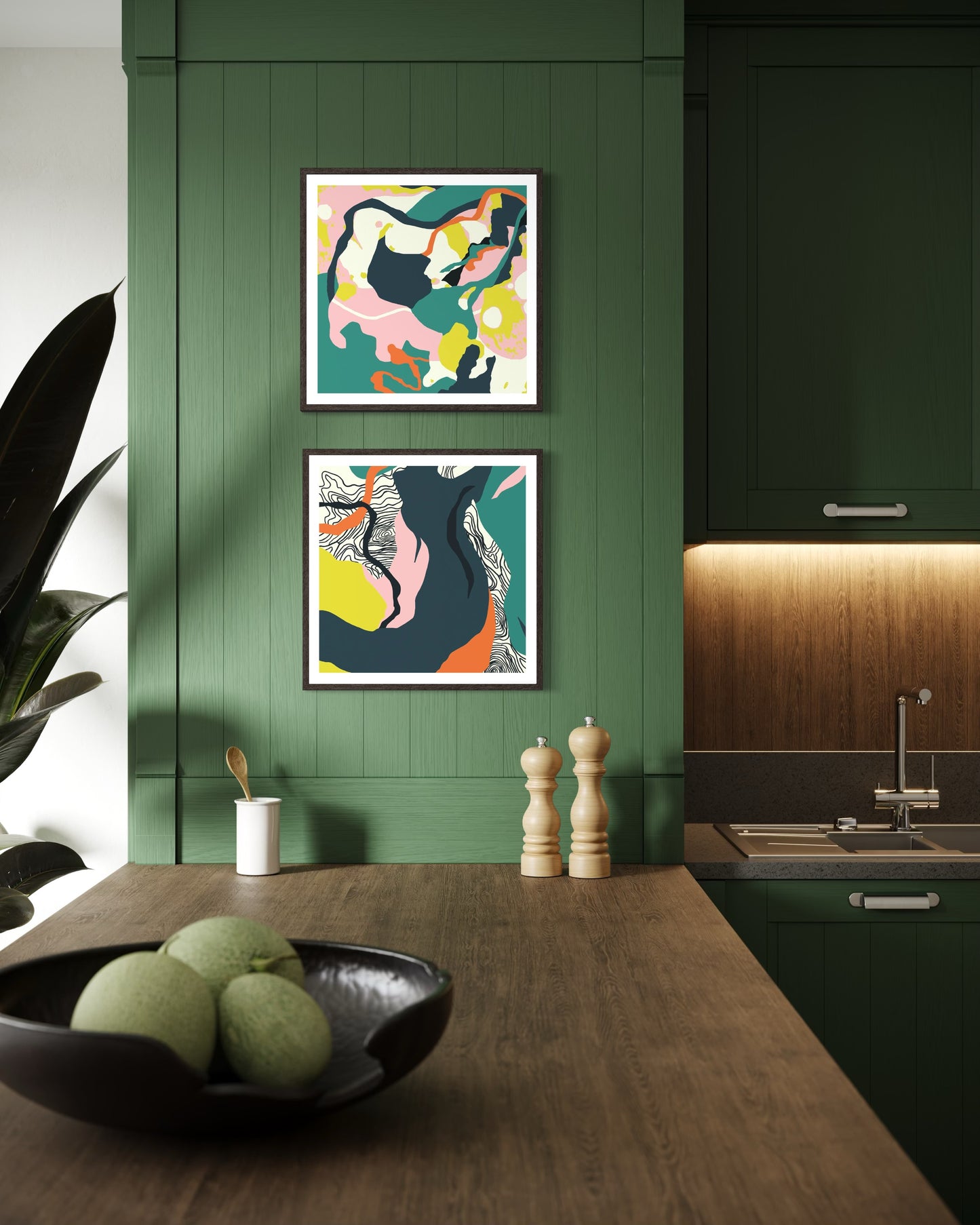 Set of Two Abstract Artworks