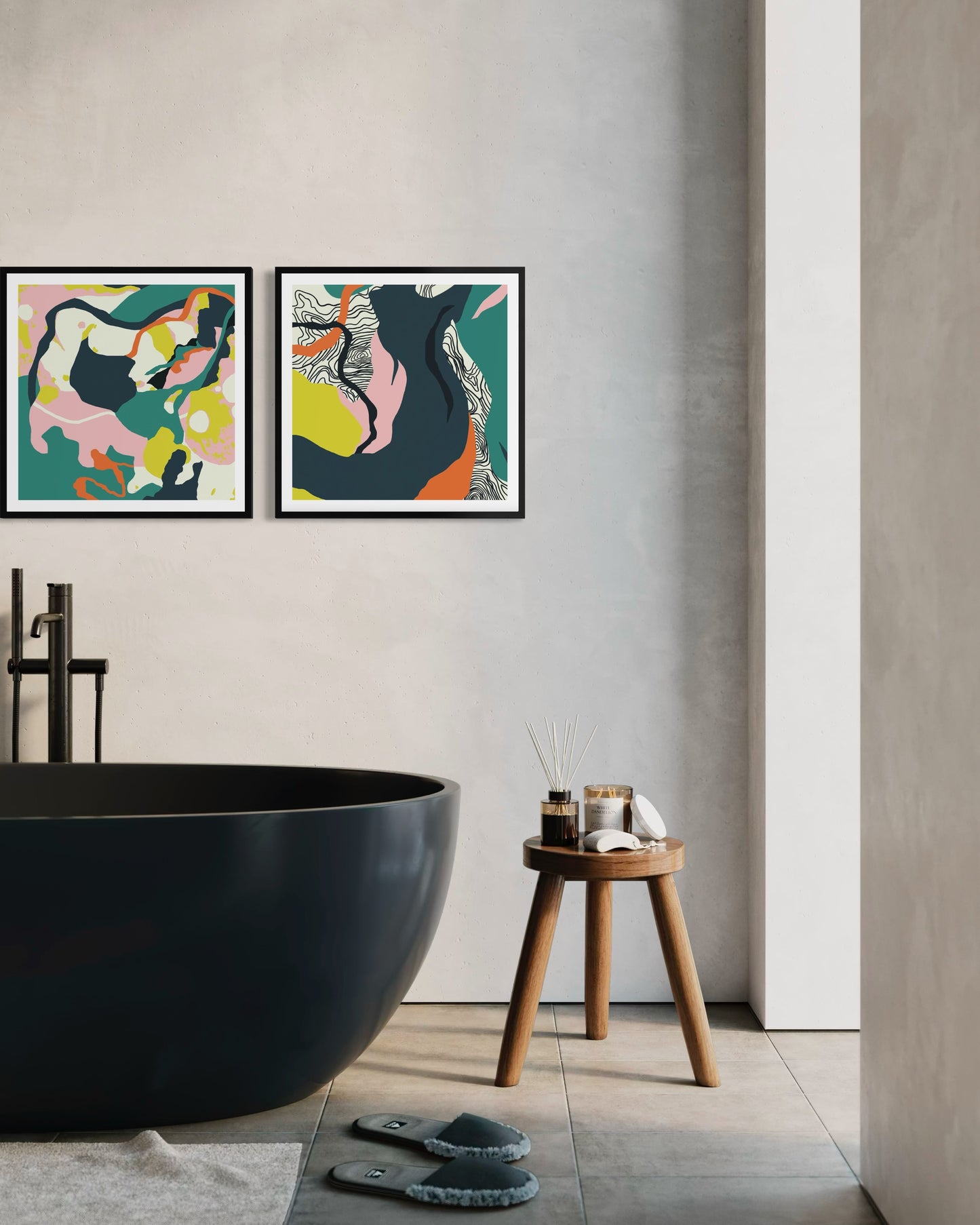 Set of Two Abstract Artworks