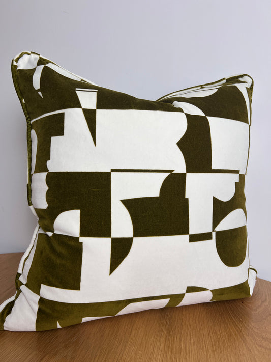 Arlo - Green Ochre velvet cushion