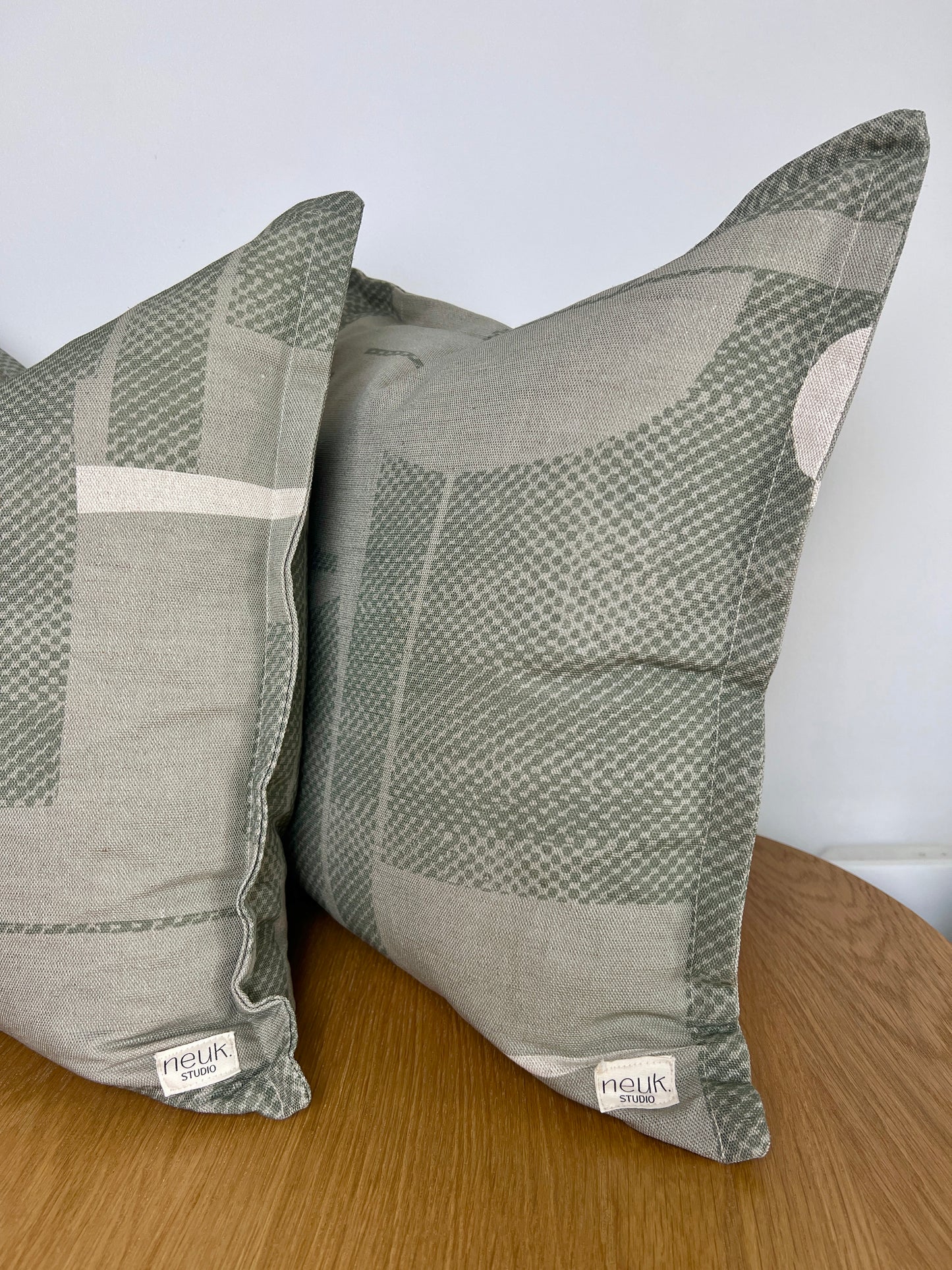 Thea Dappled - Sage & Caper linen cushion