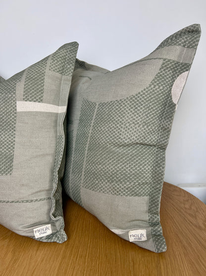 Thea Dappled - Sage & Caper linen cushion